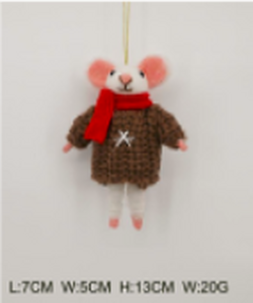 Felt Hanging Mouse with Brown Star Sweater