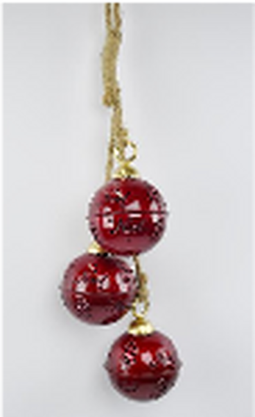 Glossy Red 3 Bauble Hanging Garland