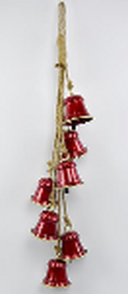 Metal Glossy Red 7 Bell Hanging Garland
