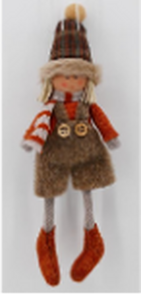 Fabric Hanging Boy in Winter Outfit Orange and Brown