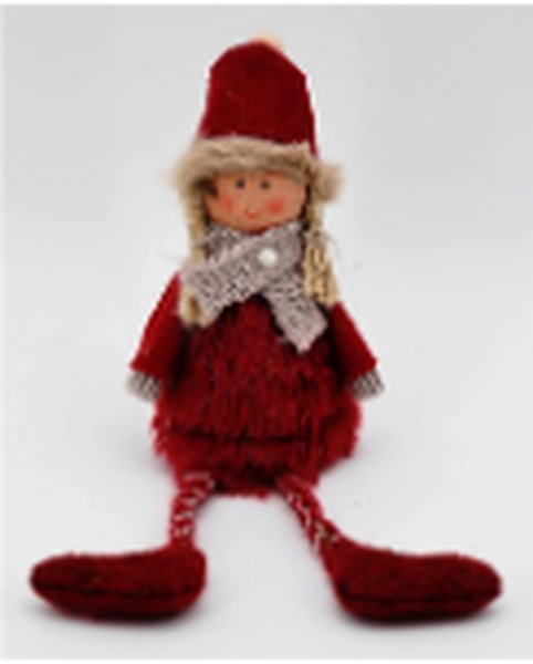 Fabric Sitting Girl in Red Outfit