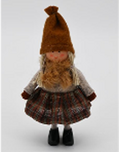 Fabric Standing Girl in Cloggs Brown