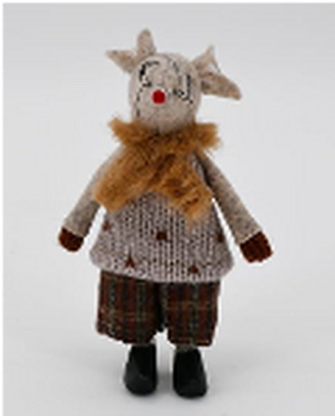 Fabric Boy Mouse In Cloggs In Winter Outfit Brown