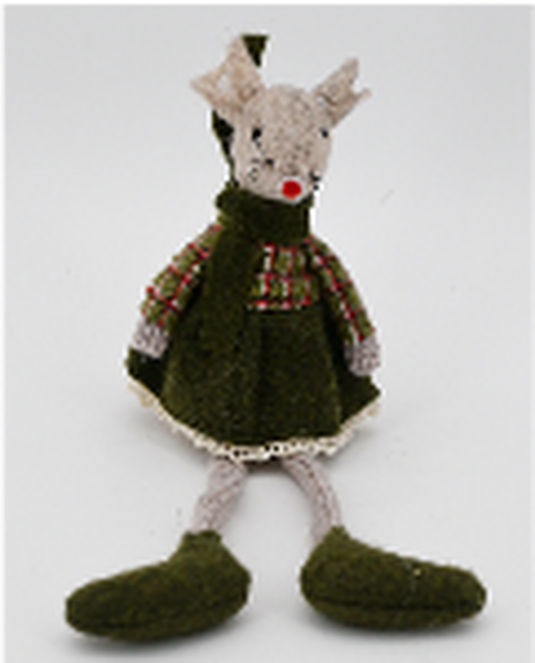 Fabric Sitting mouse in Green Outfit