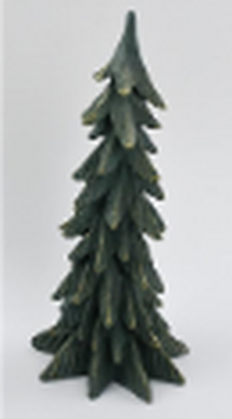 Resin Christmas Tree Dark Sage with Gold Edging Tall