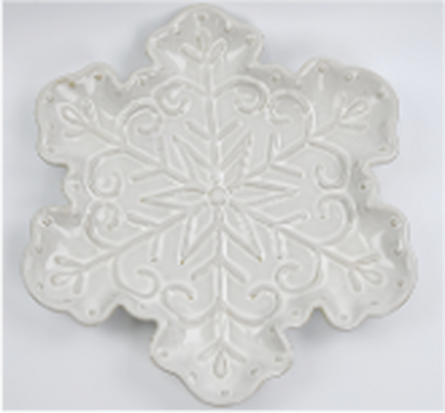 Ceramic NaturalSnowflake Plate Large