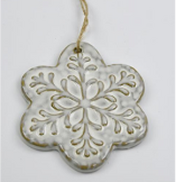 Ceramic Natural Hanging Detailed Snowflake