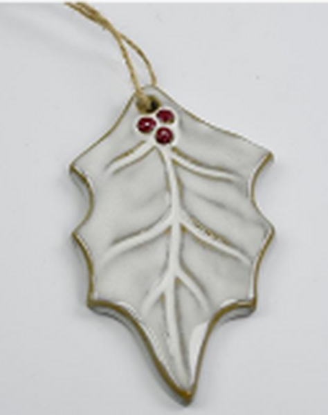 Ceramic Natural Hanging Holly Leaf
