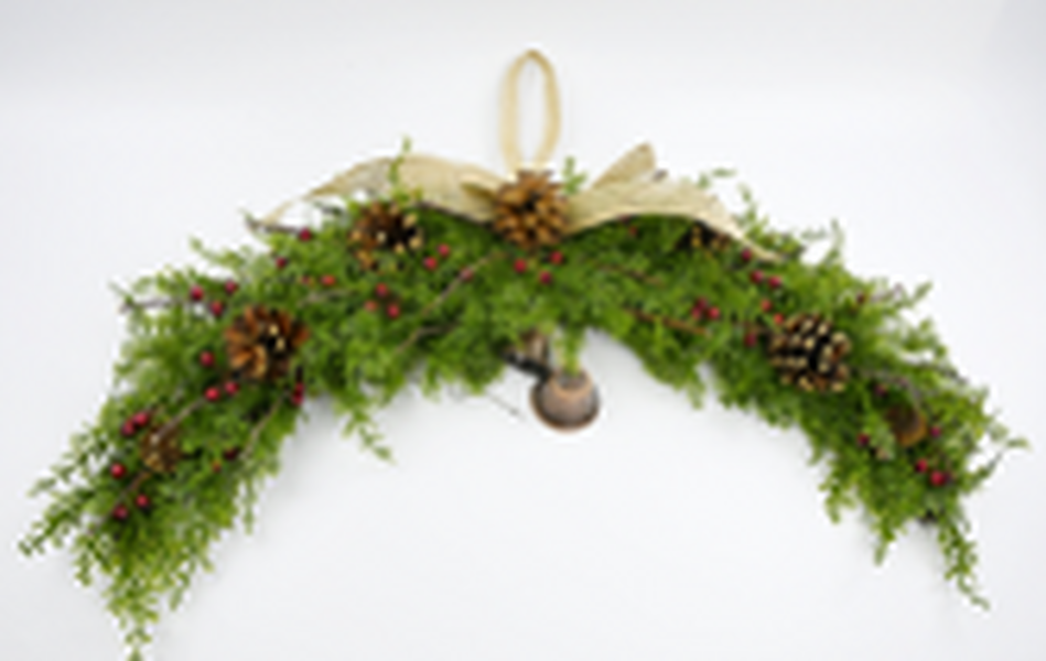 Arc Wreath - branch/berry/PE pine/pinecone/bell/ribbon bow