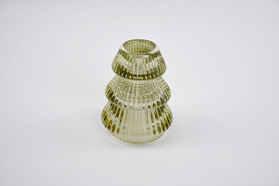Smokey Brown Ribbed Tree Candle Holder
