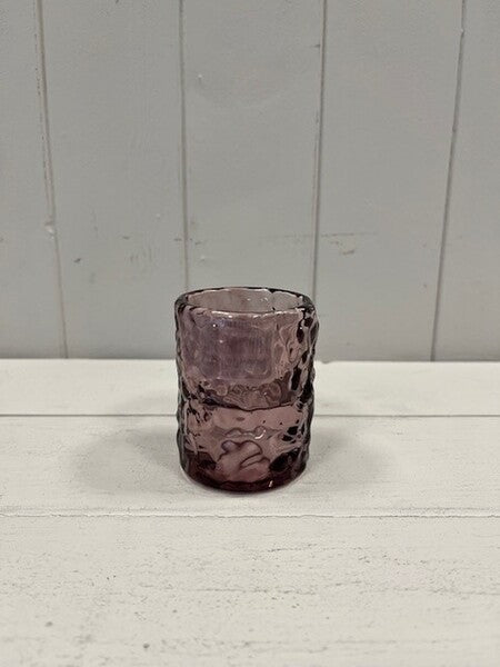 Large Amethyst Straight Textured Candle Holder 6cm x 6cm x 7.4cm