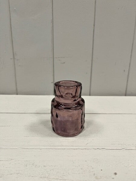 Small Amethyst Textured Candle Holder 4.8cm x 4.8cm x 6.8cm