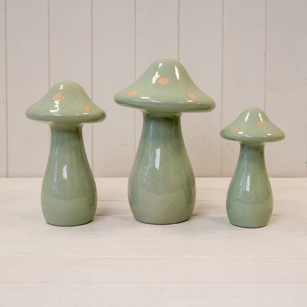 Large Ceramic Pale Green Mushroom