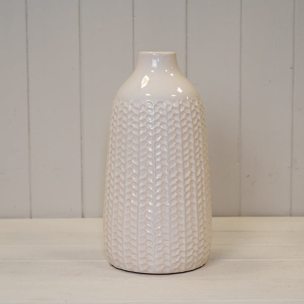 White Ceramic Vase (28.5cm) TD(ext)5/(int)3.5cm BD12.8 x H28.5cm
