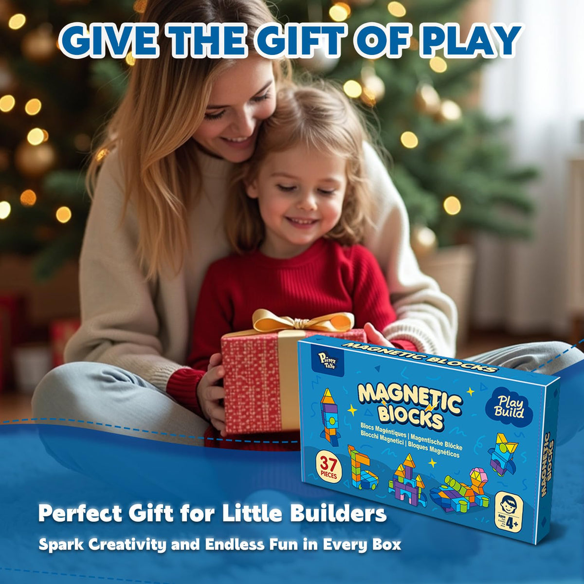 Pairez Toys Magnetic Building Blocks – 37pcs for Kids 4-8 | 3D Stacking & Sensory Montessori Play
