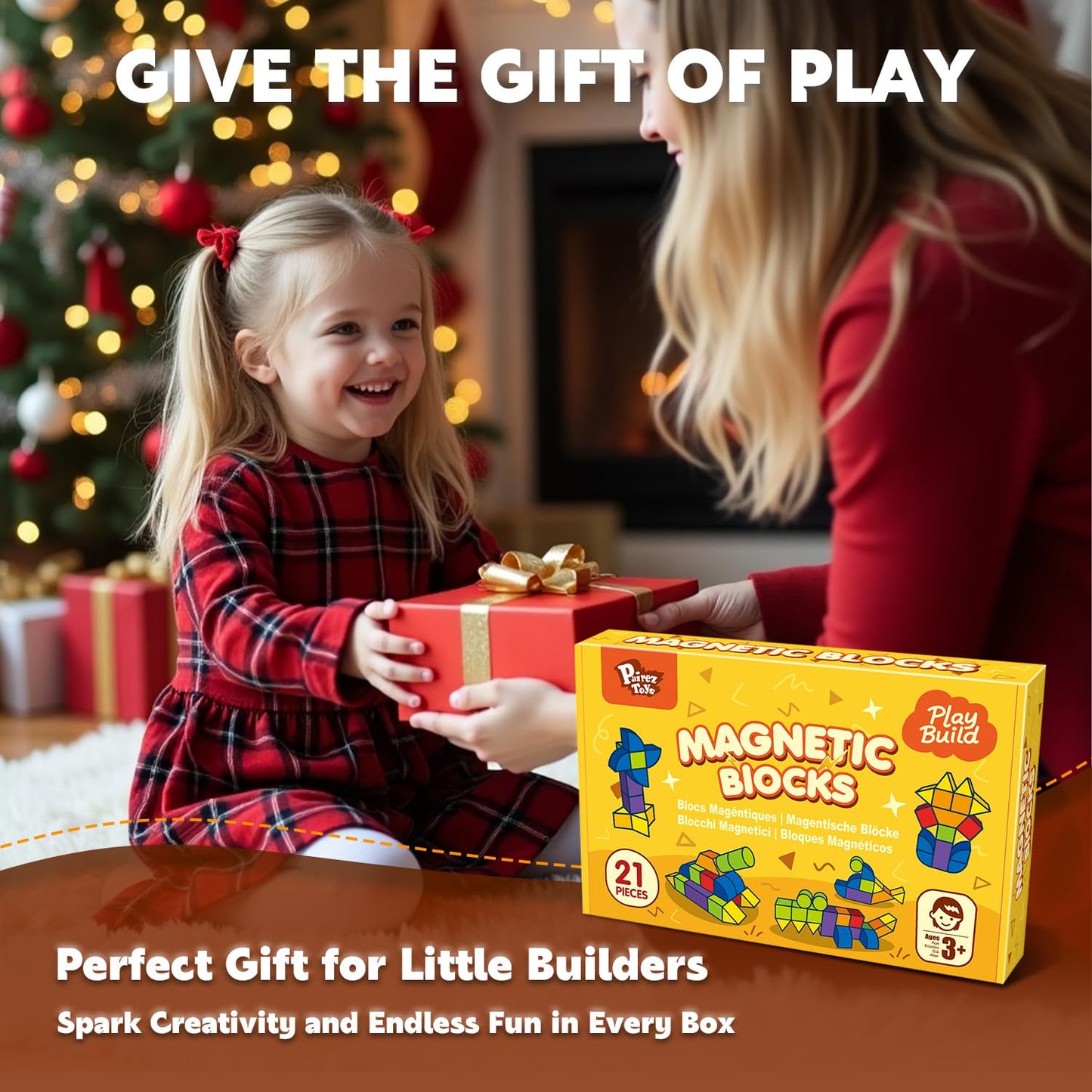 Pairez Toys Magnetic Blocks – 21 Large 1.65-Inch Magnetic Building Cubes for Kids Ages 3–6