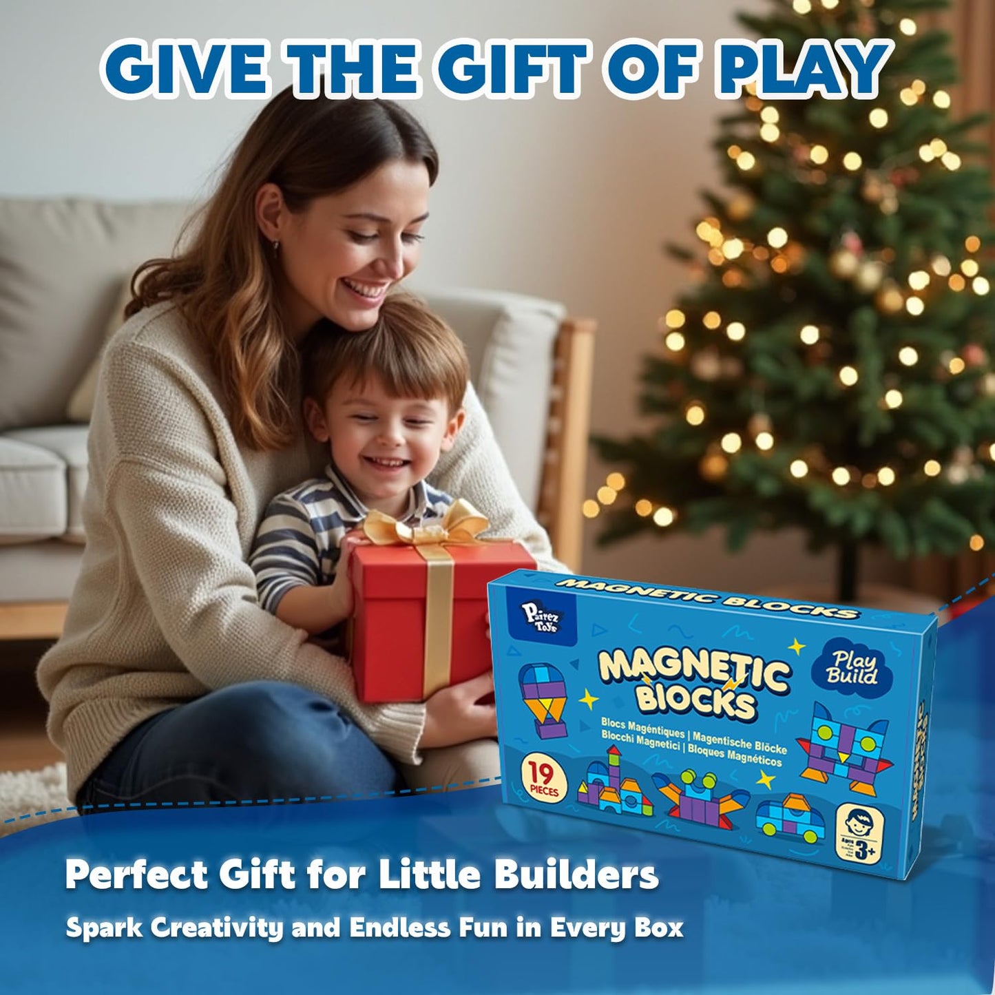 Pairez Toys Magnetic Blocks – Large 1.65" Cubes (19pc) Montessori Kit for Toddlers 3-5