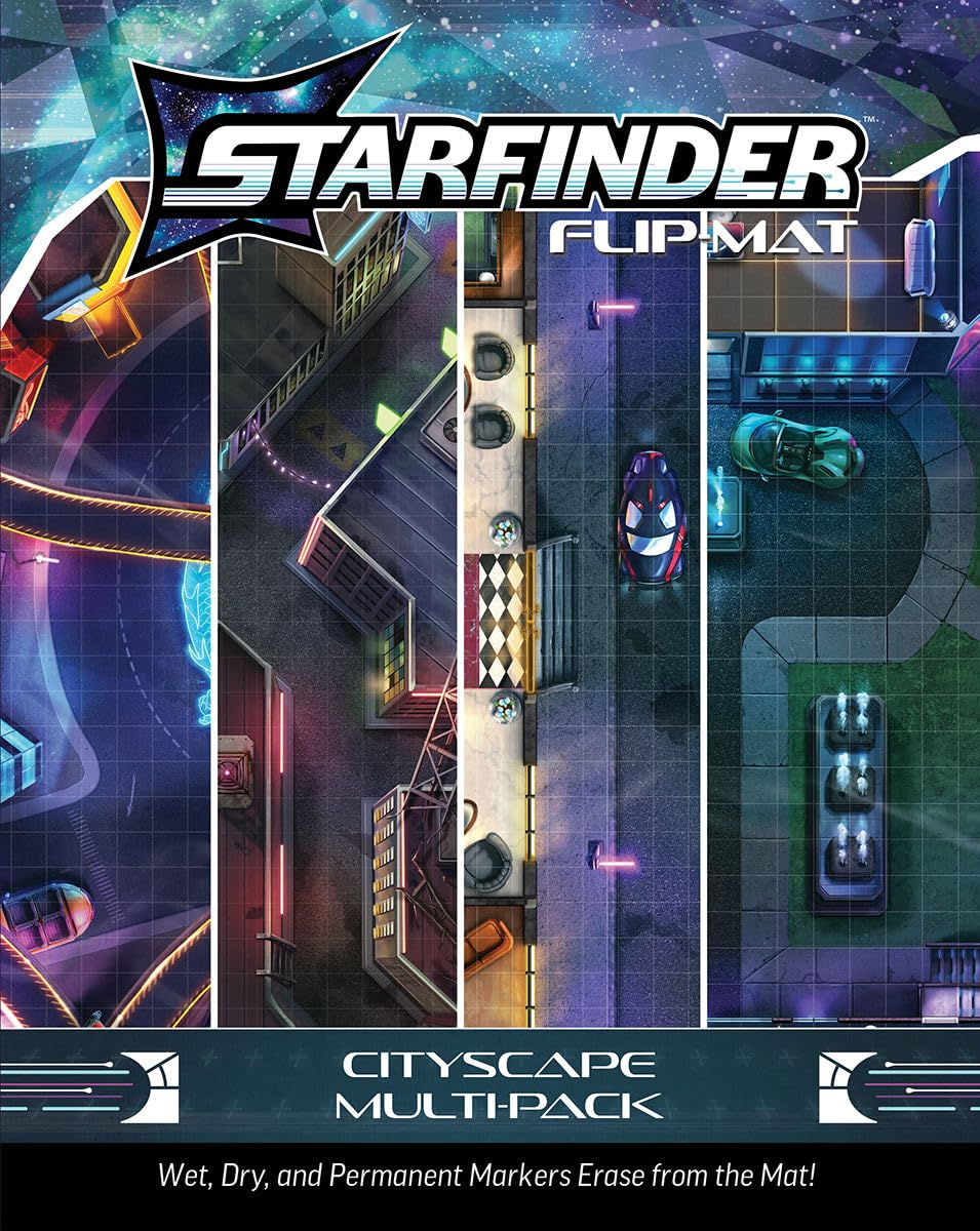 Paizo Starfinder Flip-Mat Cityscape Multi-Pack: 4 Futuristic District Maps