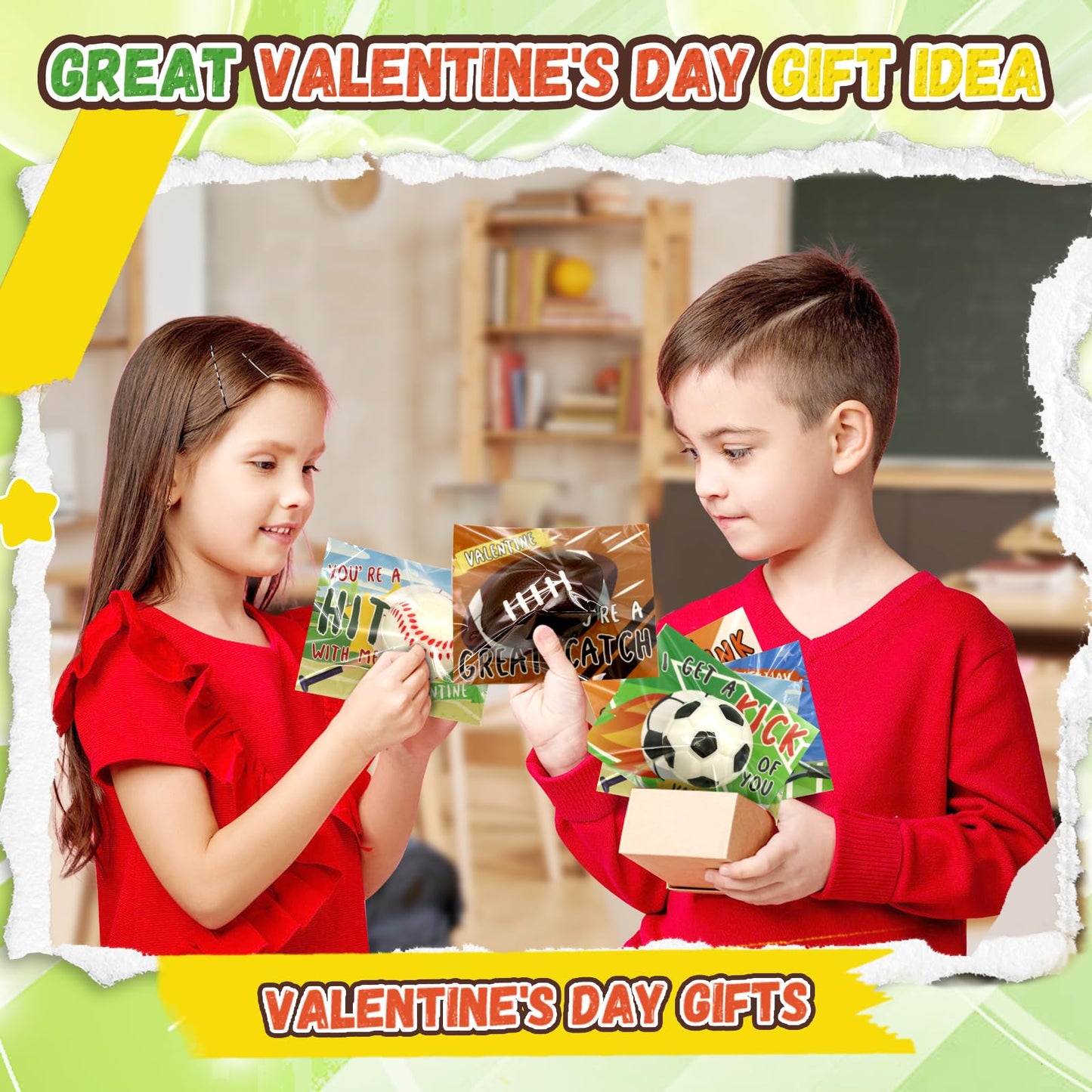 PaLeyFer 30-Pack Sports Stress Balls - Valentines Gifts for Kids, Classroom Exchange & Party Favors
