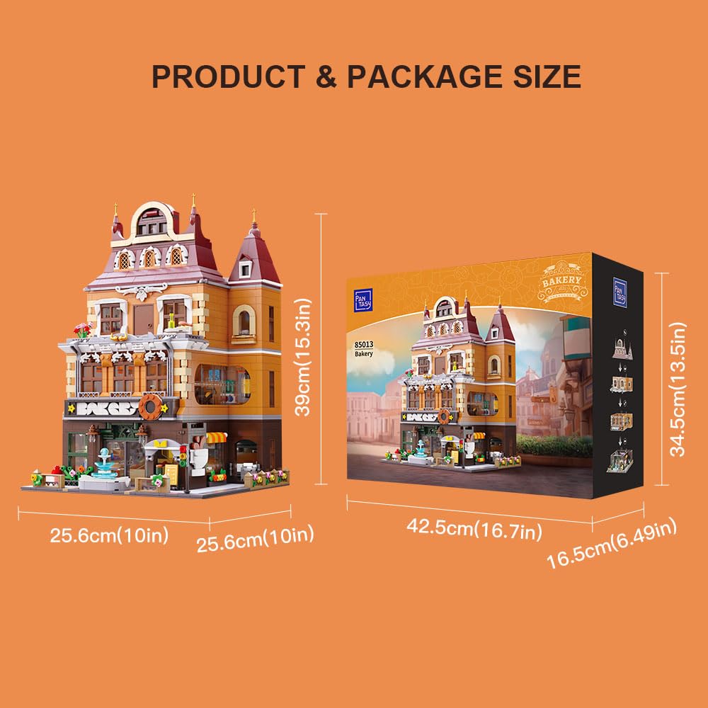 PANTASY European Bakery Building Kit – Four-Level Landmark Construction Set