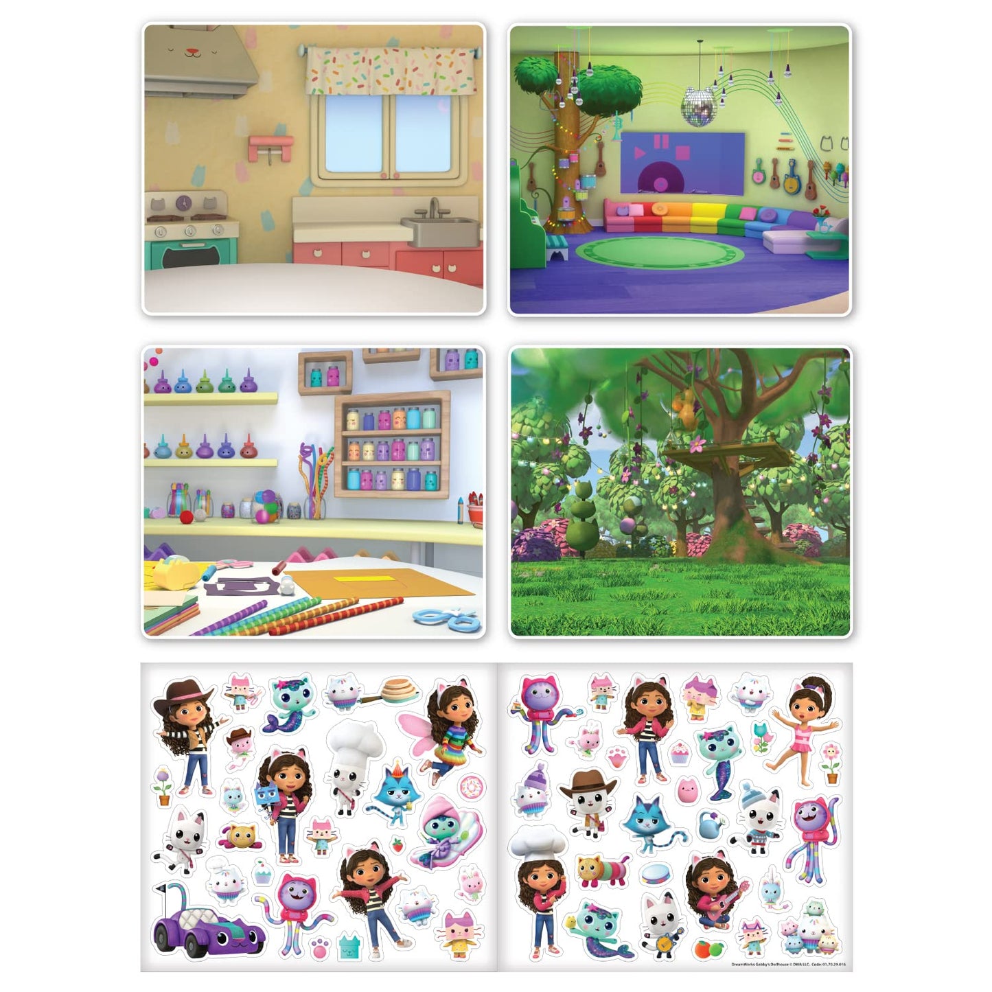 Gabby's Dollhouse Activity Set by Paper Projects | 6 Scenes & 50+ Stickers