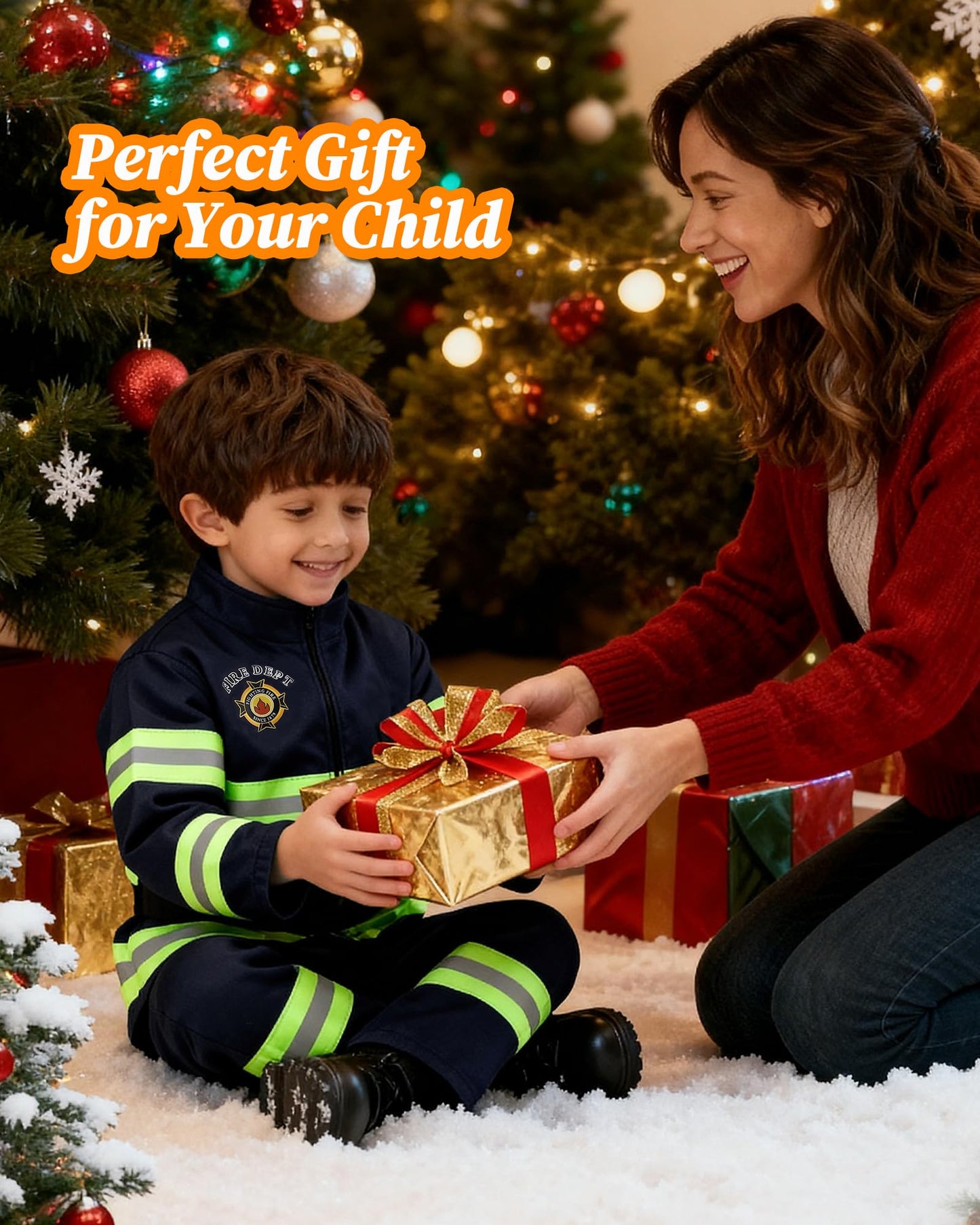 PARTTELY Fireman Costume for Kids with Toys – Firefighter Dress-Up Set