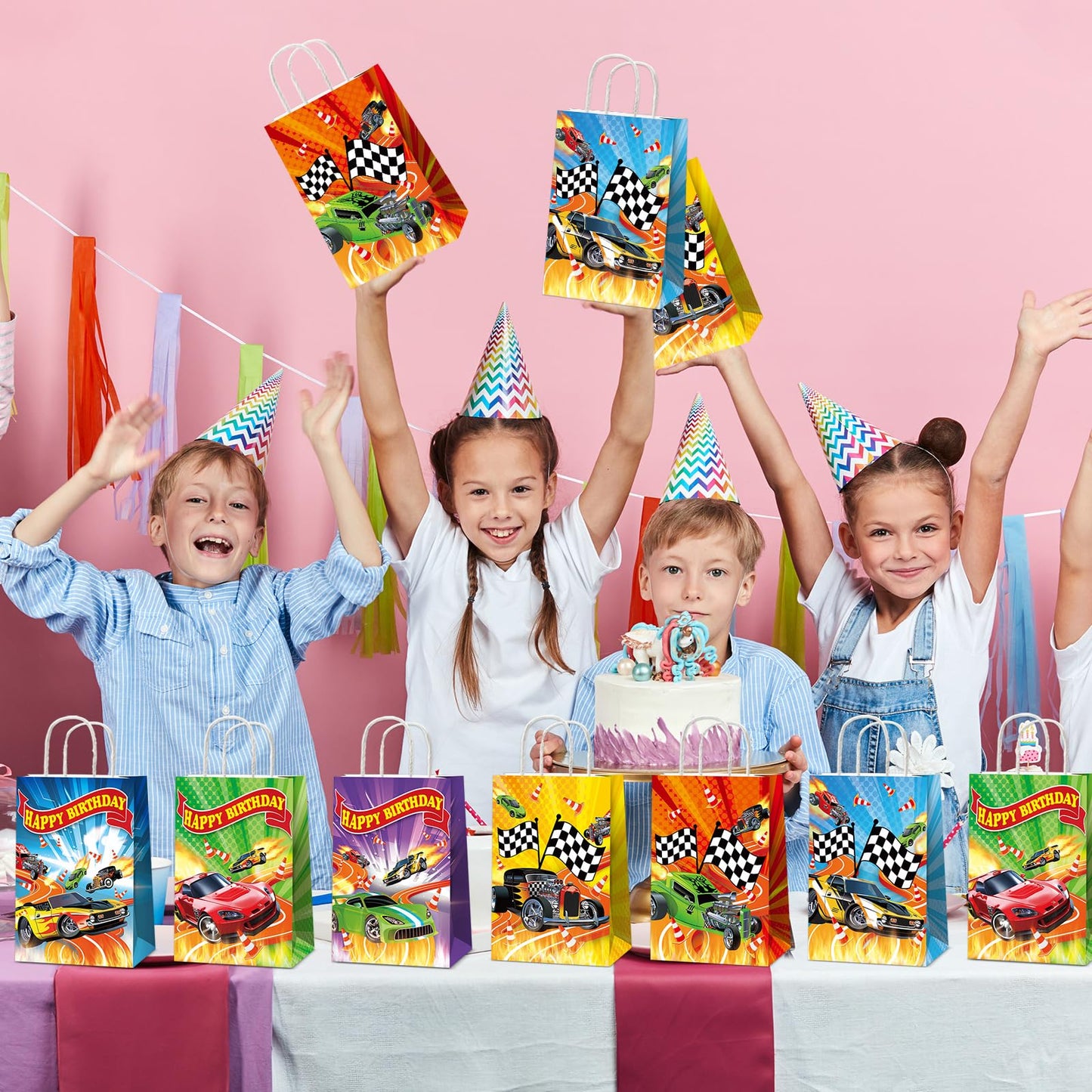 24Pcs Hot Car Birthday Party Favor Bags | Race Car Treat Bags by Party Greeting