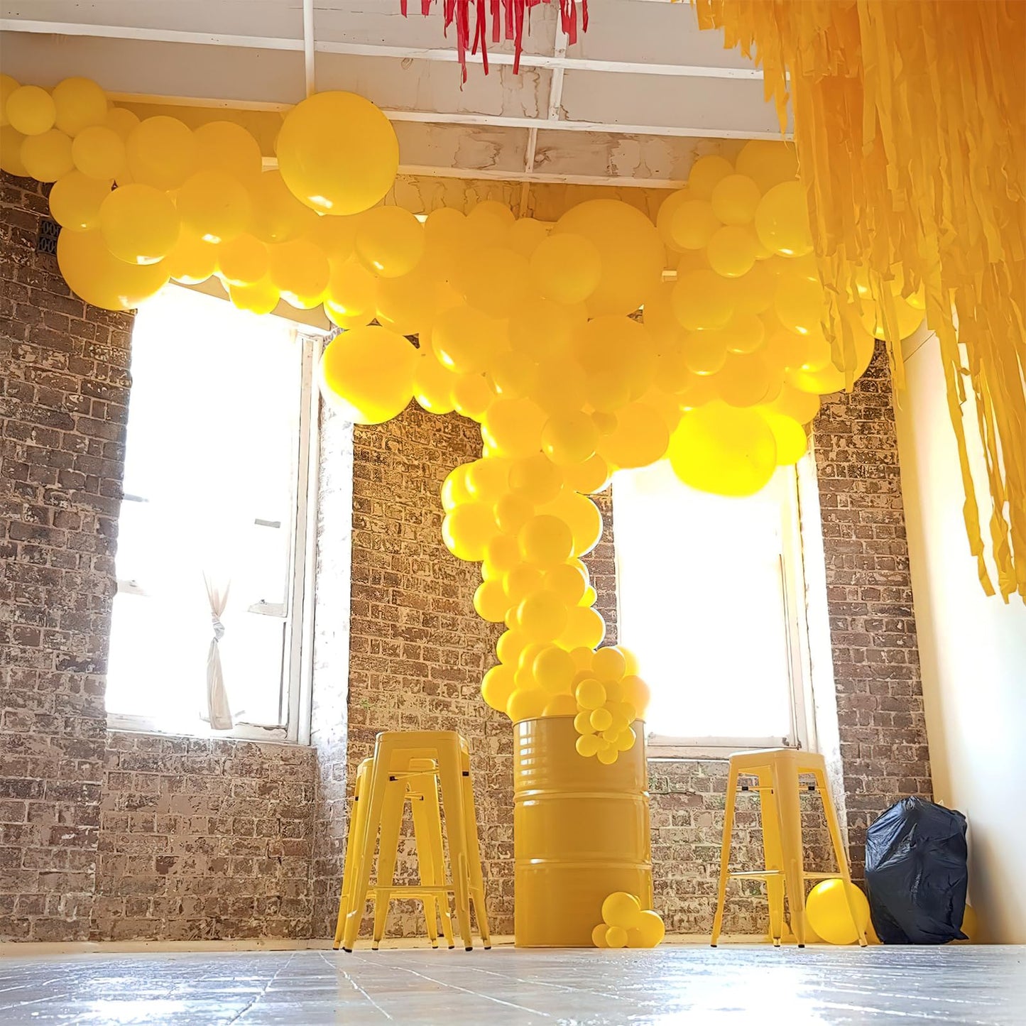 PartyWoo Mustard Yellow Balloons 100pcs | Assorted Sizes 36, 18, 12, 10 & 5 Inch