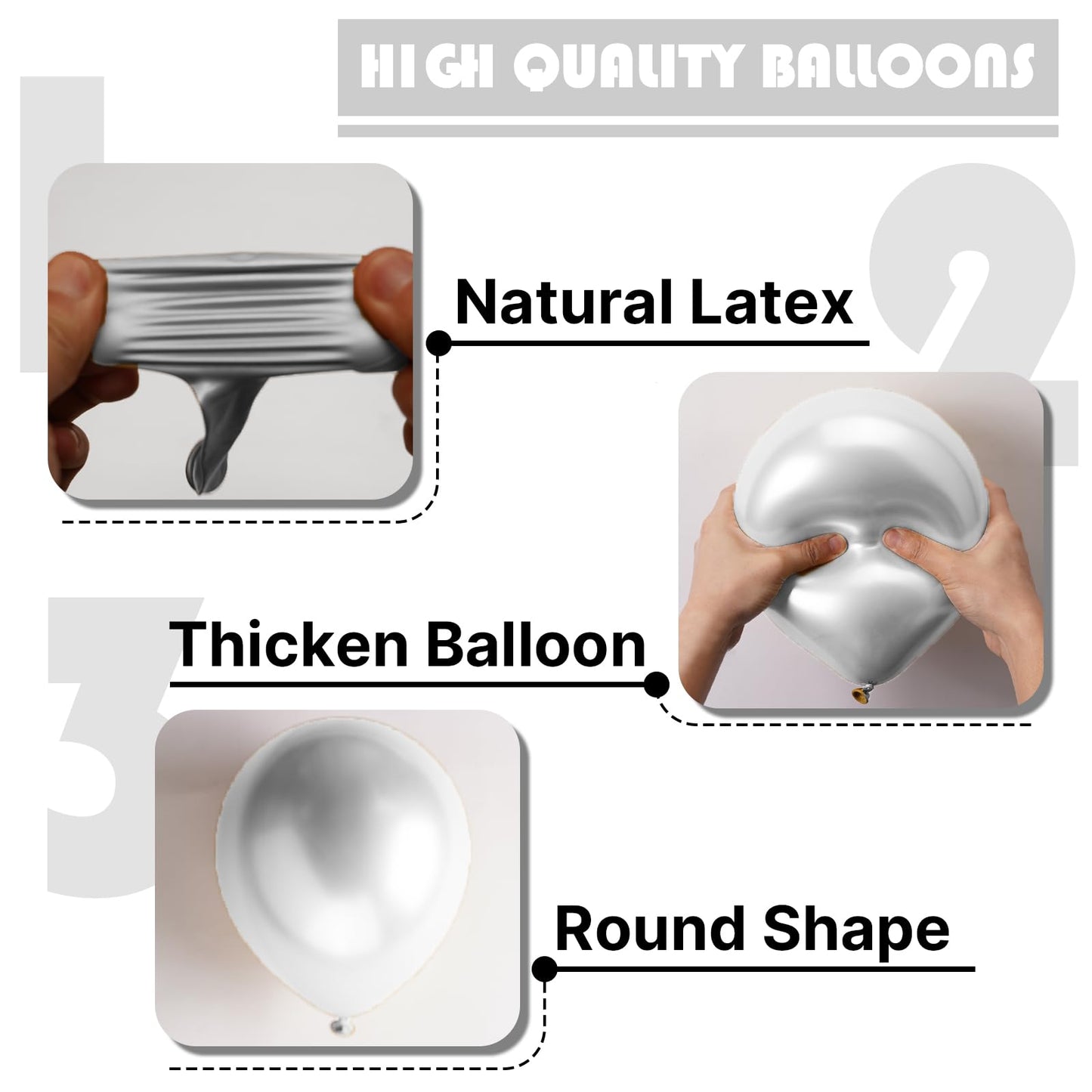 PartyWoo Silver Balloons 155 Pcs Arch Kit – 18/12/10/5in for Birthday, Graduation & Weddings