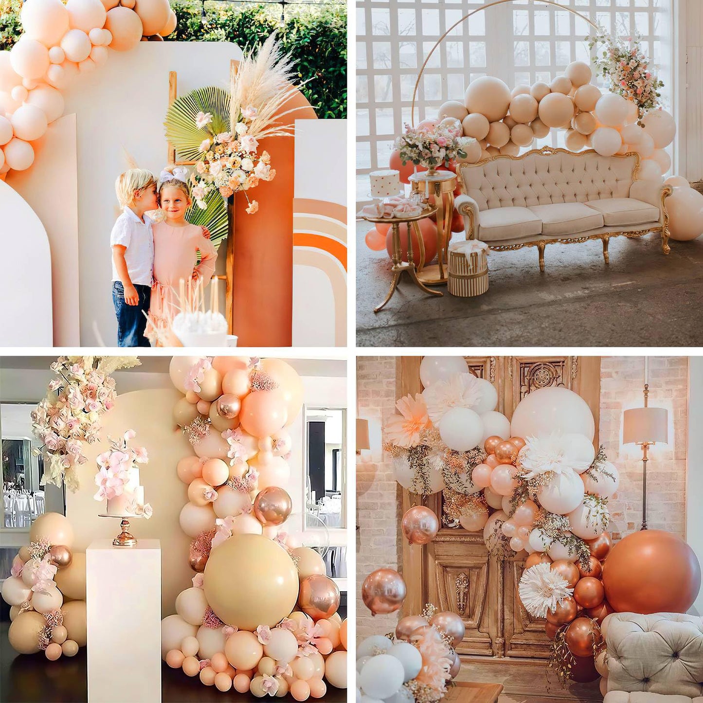 PartyWoo Pastel Orange Balloons 127pc Set — Arch Kit for Weddings & Parties