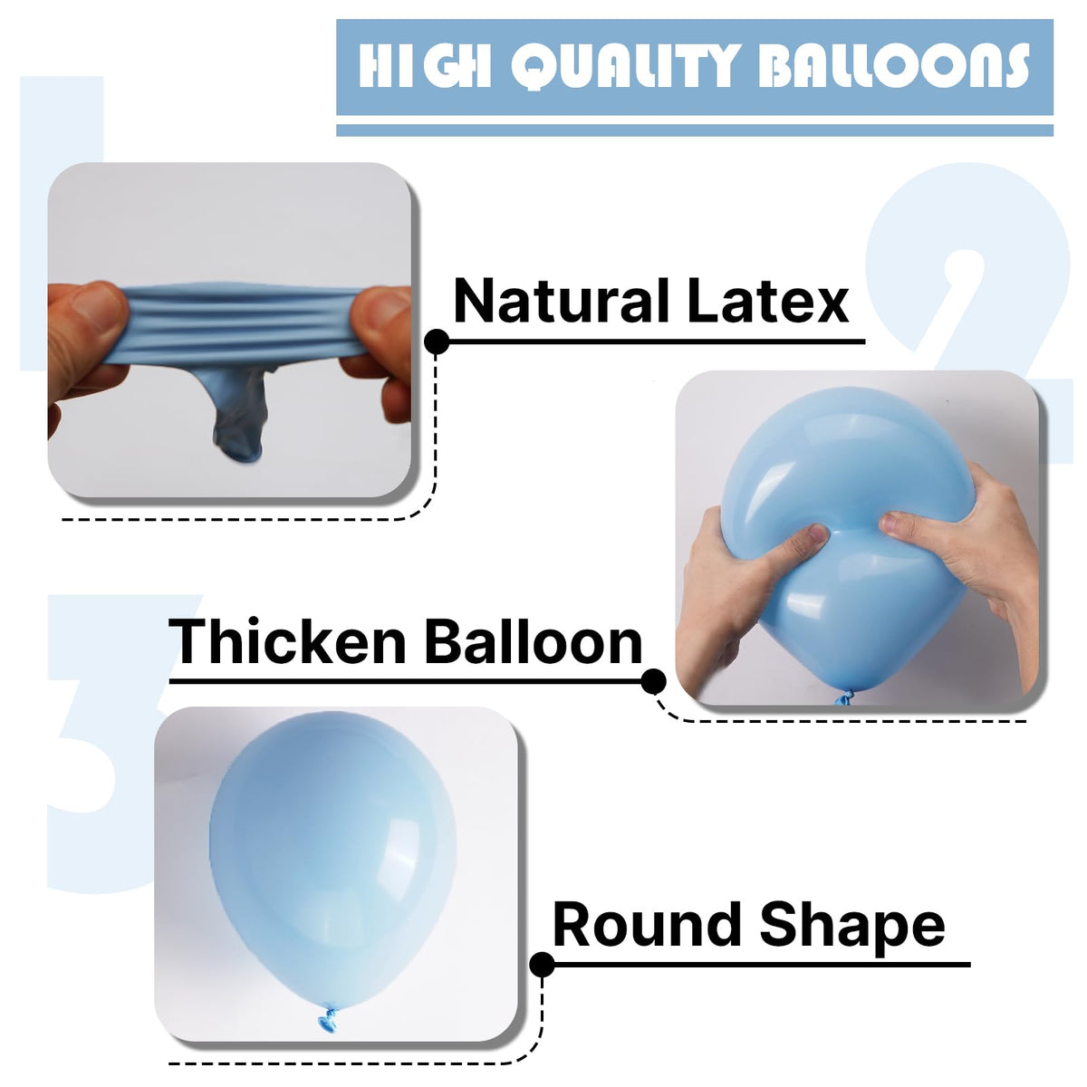 PartyWoo Light Blue Balloons Kit – 140 Pcs Pastel Sky Blue Balloons for Graduation, Baby Shower & Party Decor