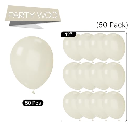 PartyWoo Pearl Beige Balloons – 50ct 12in Ivory Latex for Weddings & Celebrations