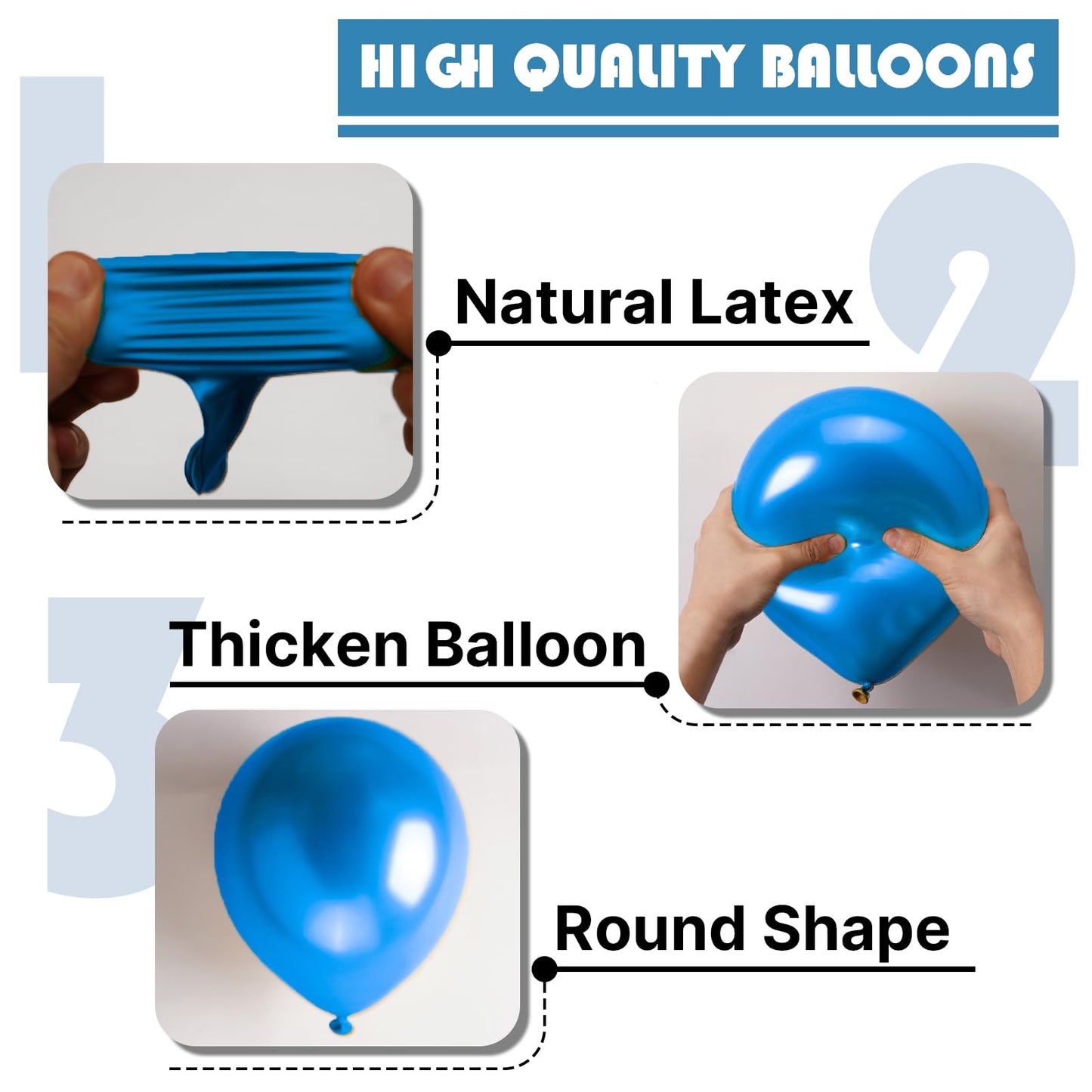 PartyWoo Metallic Blue Balloons 140pcs – Chrome Blue Latex Set (18/12/10/5) for Weddings, Birthdays & More