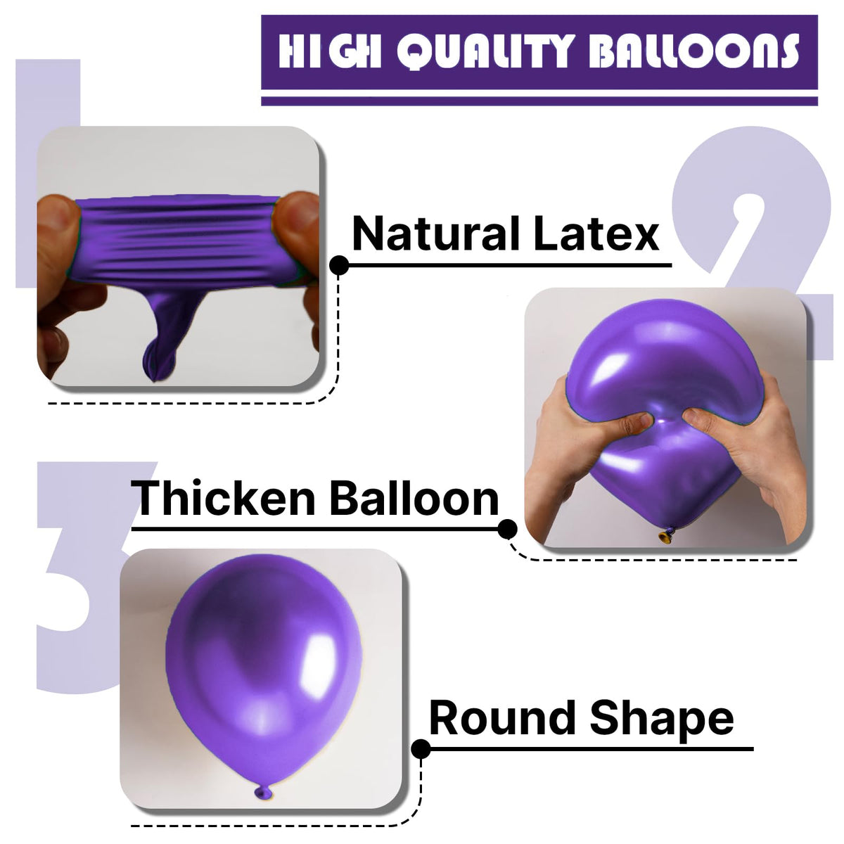 PartyWoo Metallic Purple Balloons 140pcs – 18/12/10/5in Latex Set for Arches