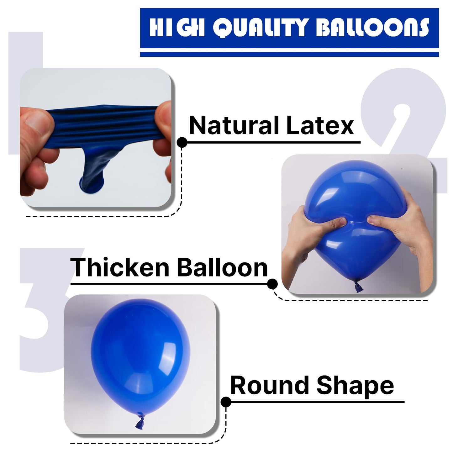 PartyWoo Royal Blue Balloons 128pcs Pack – 18in/12in/10in/5in Thick Latex for Arches & Centerpieces
