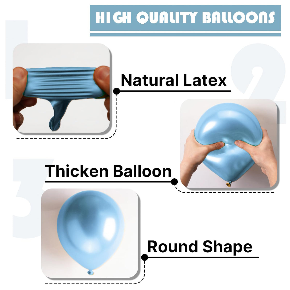 PartyWoo Metallic Blue Balloons | 50 Pcs, 12 Inch for Garland & Arch Decor