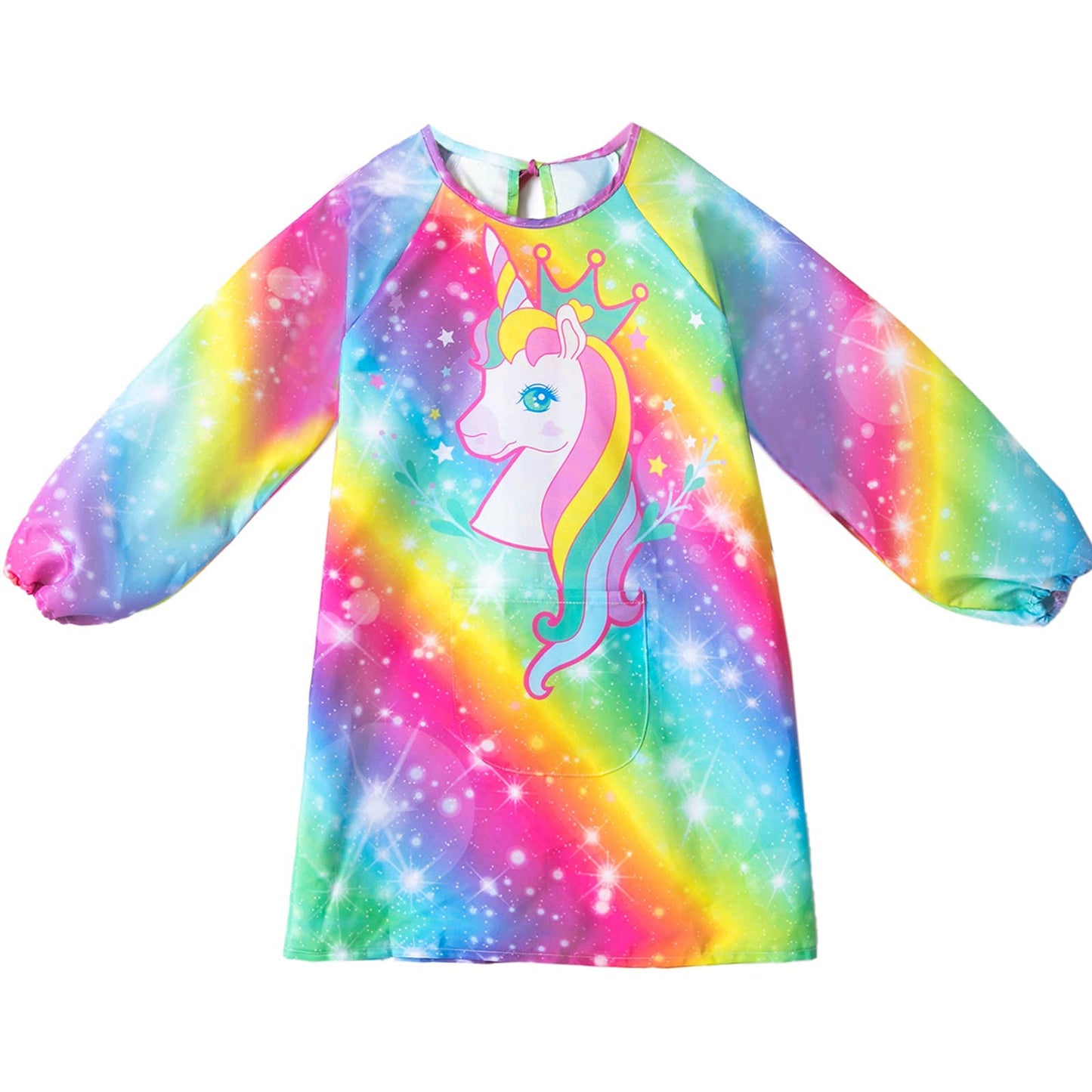PASHOP Kids Art Smock Unicorn Waterproof Painting Apron for 3-12 Years