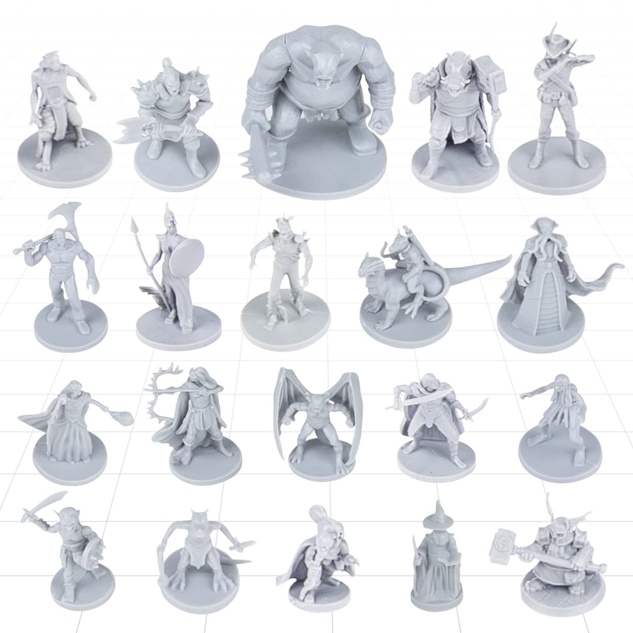 Path Gaming 20-Piece Unpainted Miniatures Set – 28mm Fantasy Figures for D&D & Pathfinder