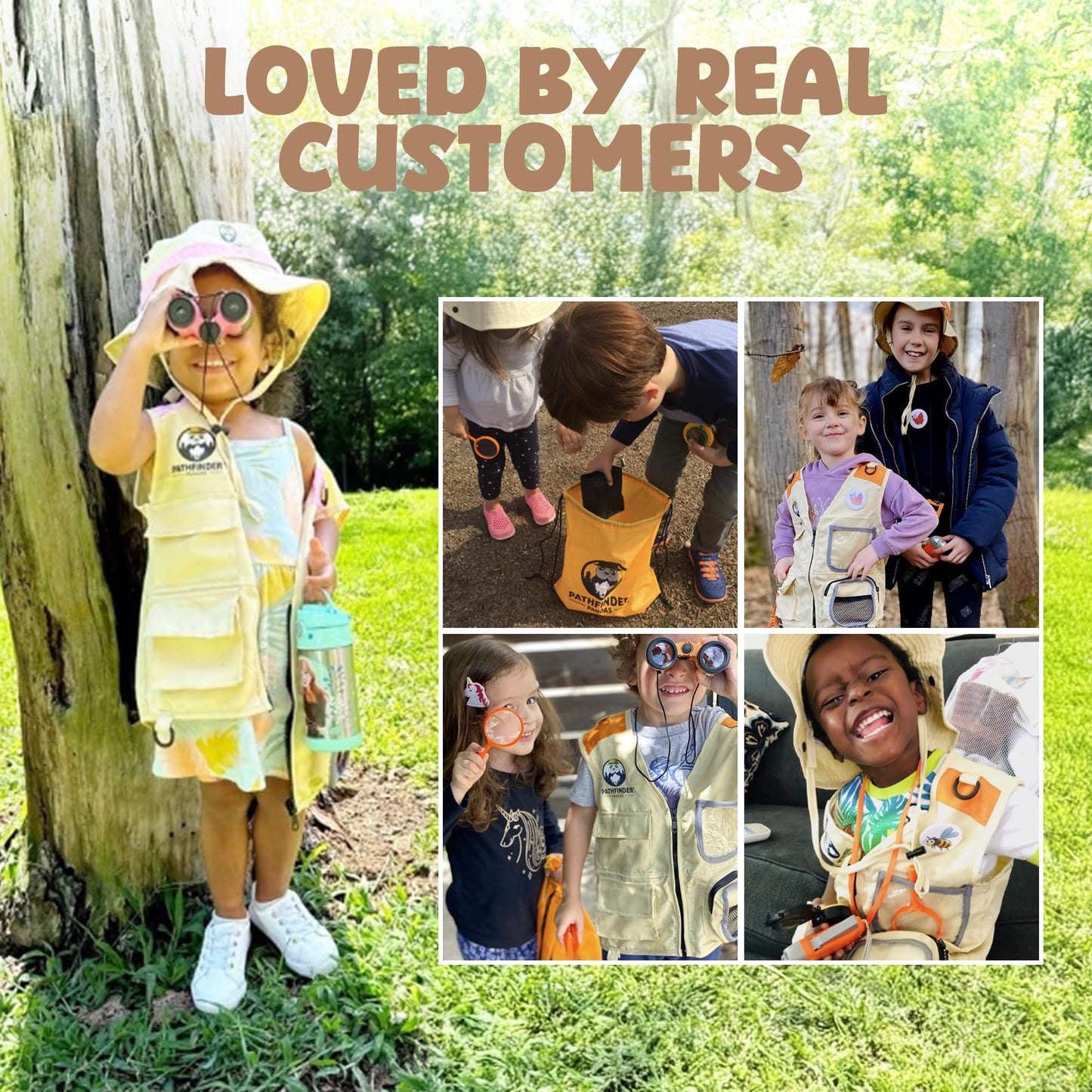 PATHFINDER PANDAS Kids Explorer Kit – Safari Vest & Hat, Bug Catching Kit, Adventure Guide for 3–7 Year Olds