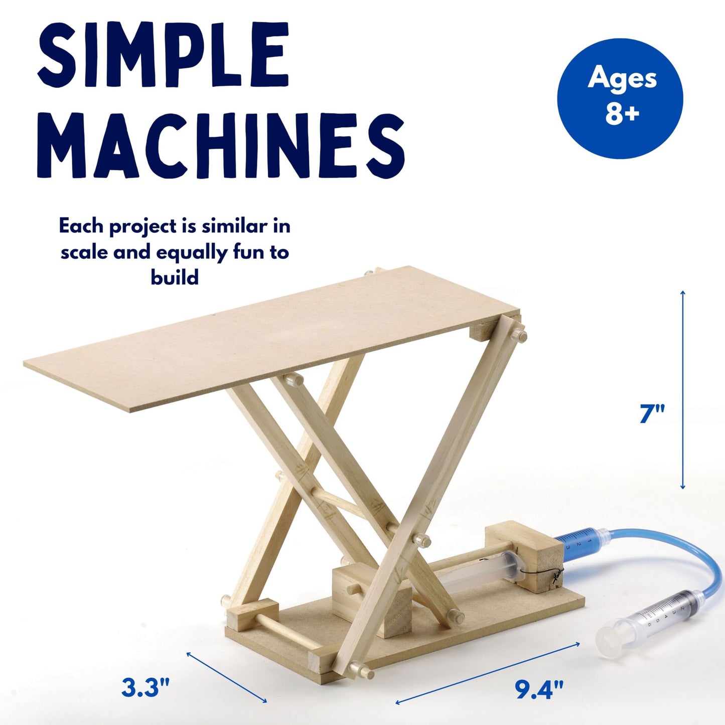Pathfinders Hydraulics 4-in-1 STEM Kit – Build Scissor Lift, Crane, Excavator Arm, Platform Lifter | Wooden Educational Toy for Ages 8+