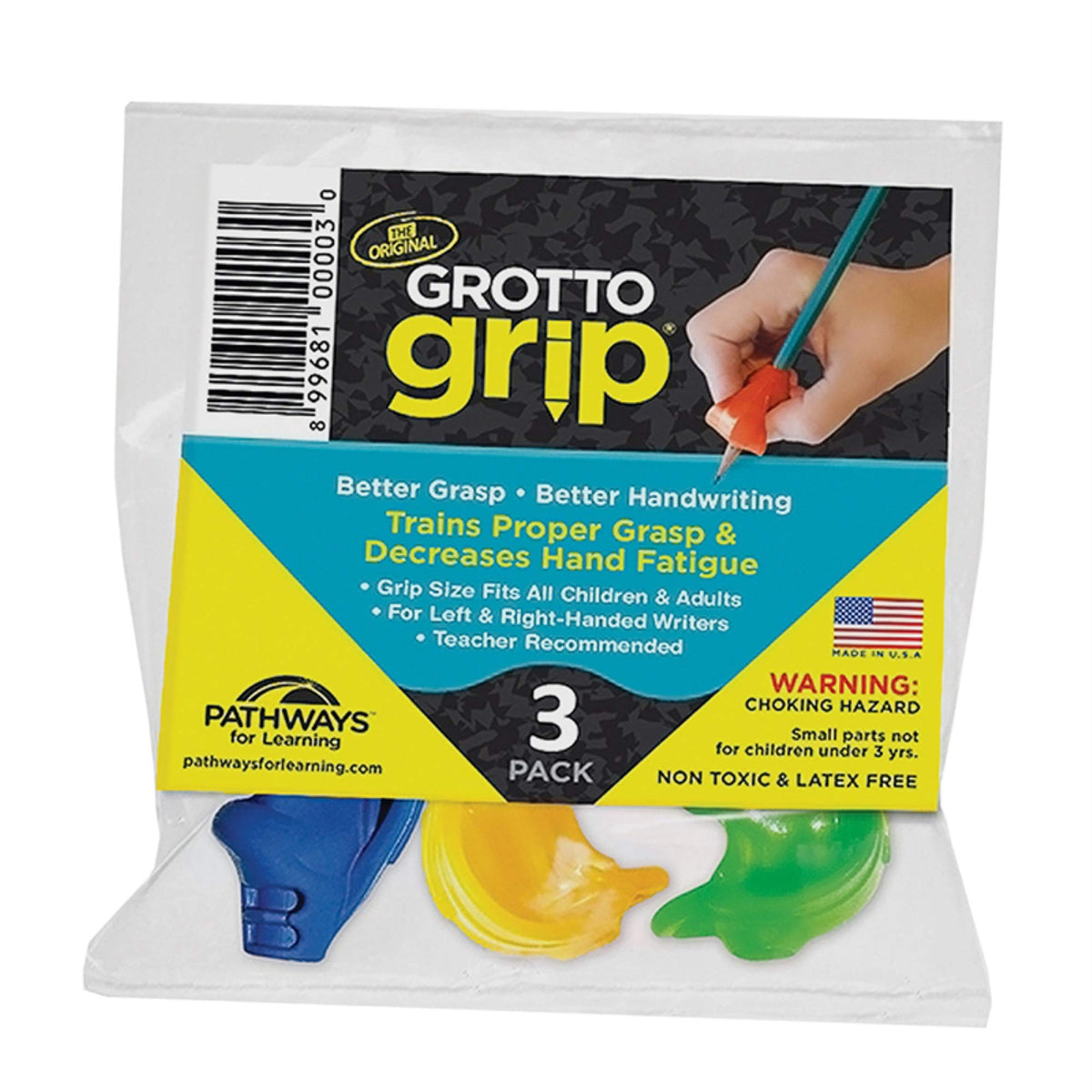 Pathways For Learning Grotto Grips 3 Pack | Ergonomic Pencil Grips for Handwriting