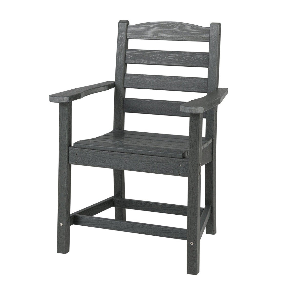 Patio Dining Chair HDPE All Weather Adirondack Armchair with Curved Seat-Grey