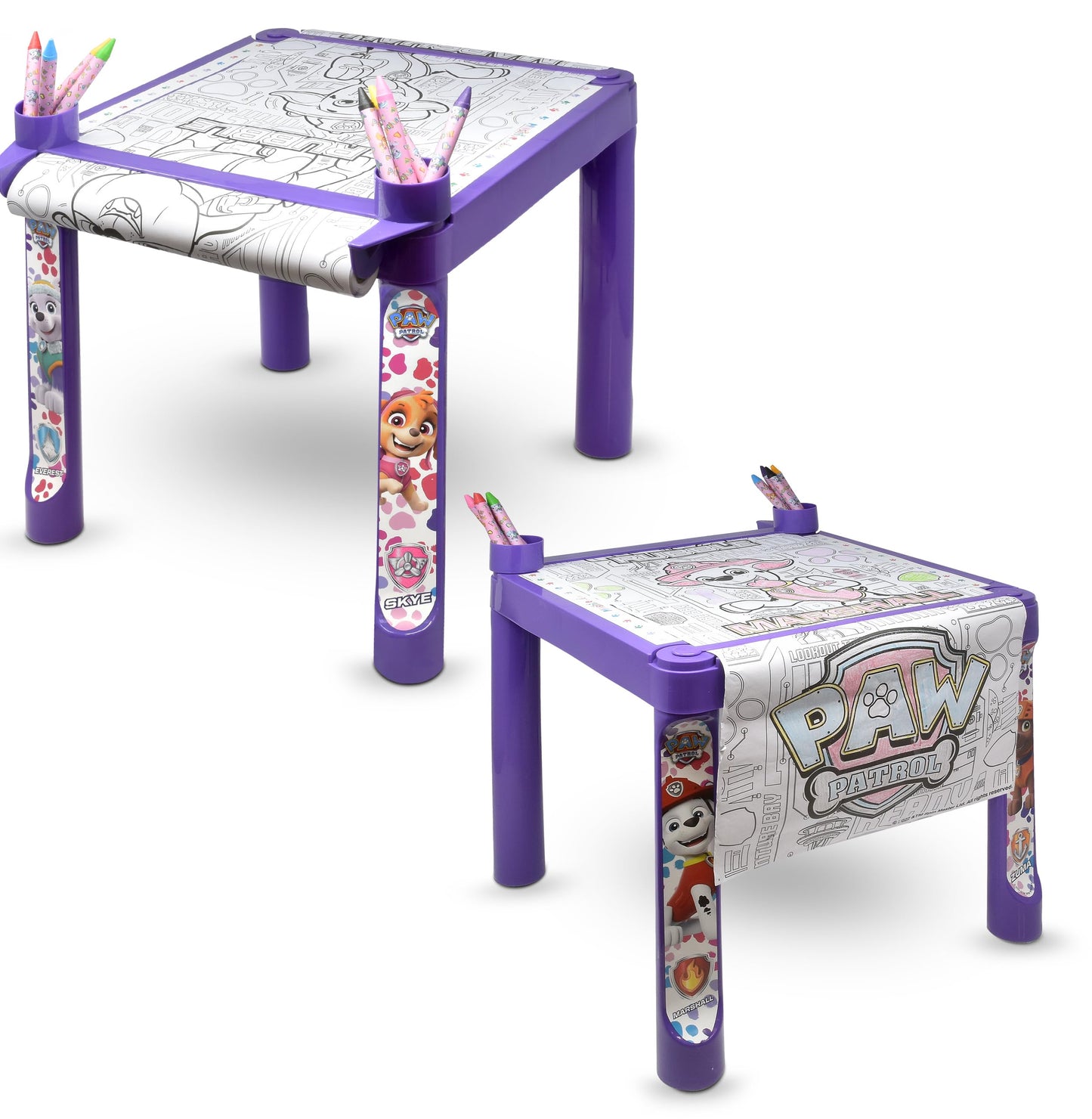 Paw Patrol Coloring & Craft Art Table for Kids – Purple Table & 16ft Paper Roll