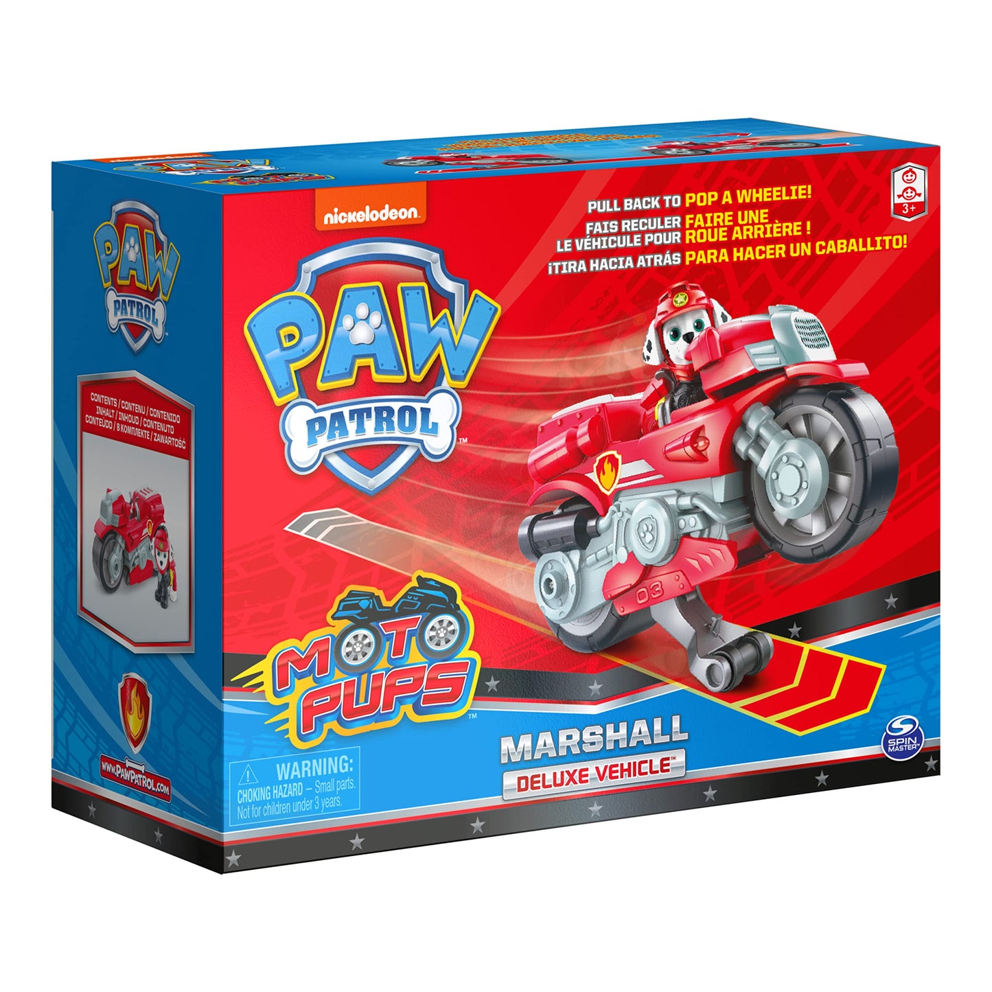 PAW Patrol Marshall Moto Pups Deluxe Vehicle with Wheelie – Pull-Back Action