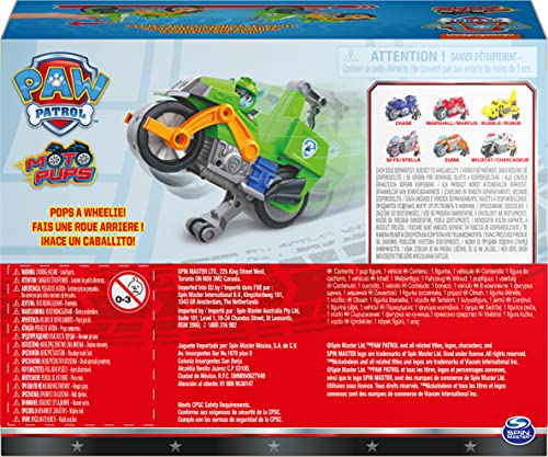 PAW Patrol Rocky Moto Pups Deluxe Pull-Back Motorcycle with Wheelie Feature