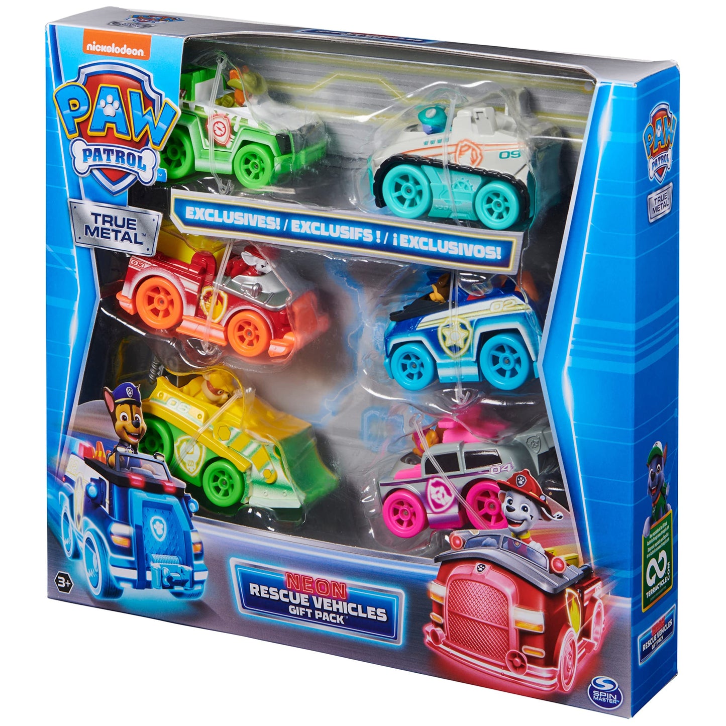 Paw Patrol True Metal Neon Rescue Vehicle Gift Pack – 6 Die-Cast 1:55 Scale