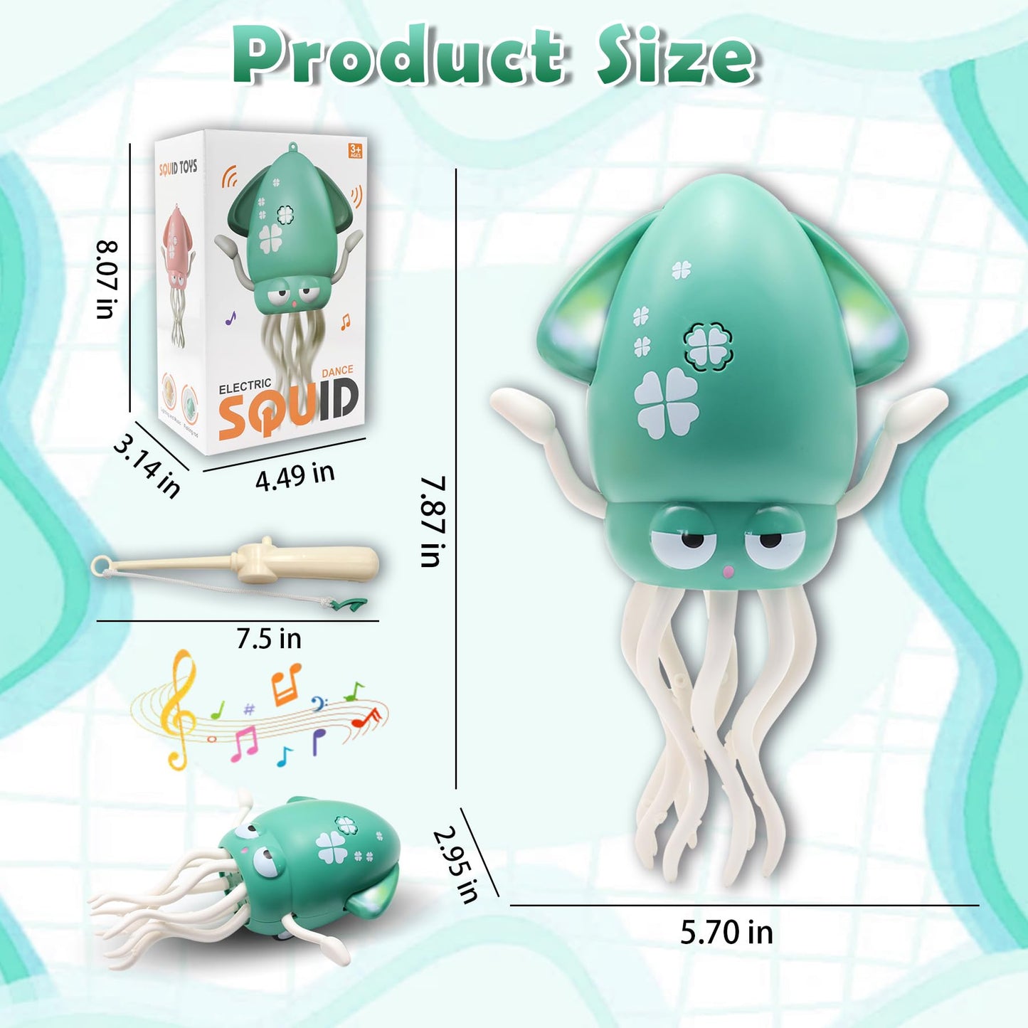 Pbooo Dancing Octopus Toy with LED Lights – Tummy Time & Crawling Fun