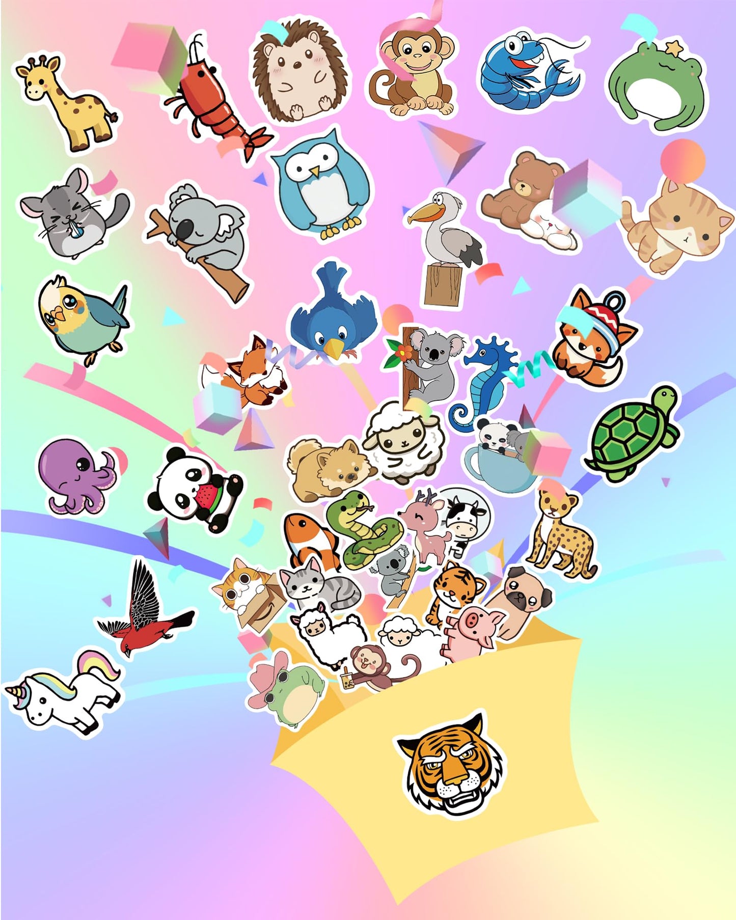 pcnearty 100 Pcs Animal Stickers for Kids – Waterproof Vinyl Pack for Water Bottles & Laptops