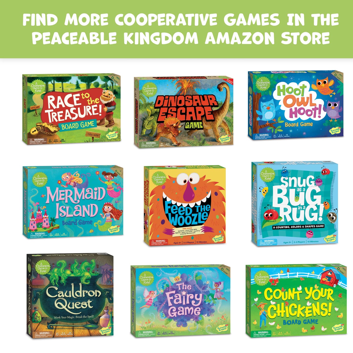 Peaceable Kingdom Race to the Treasure! Cooperative Path-Building Game for 2–4 Players, Ages 5+