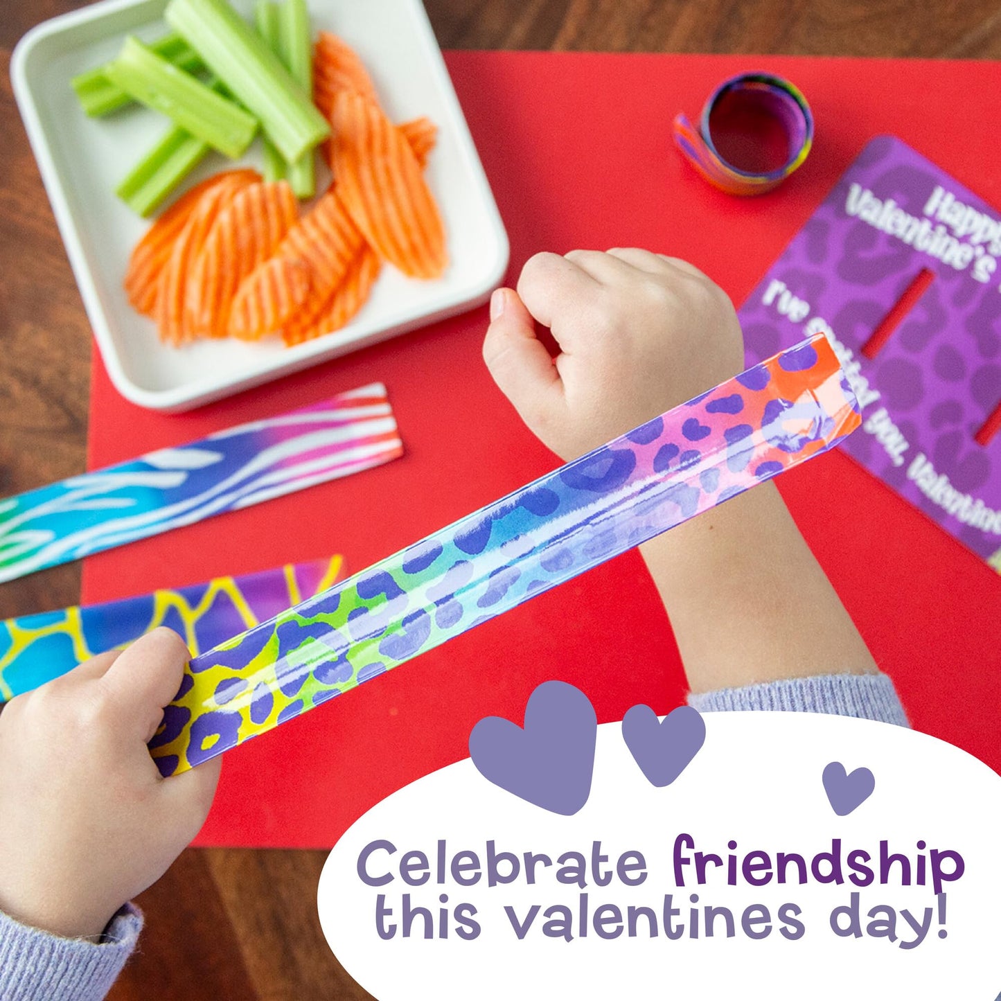 Peaceable Kingdom Valentines Cards for Kids — 28 Animal-Print Slap Bracelets